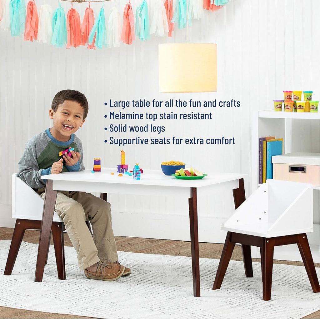 Modern Table And Chair Set Chairs - White/Espresso