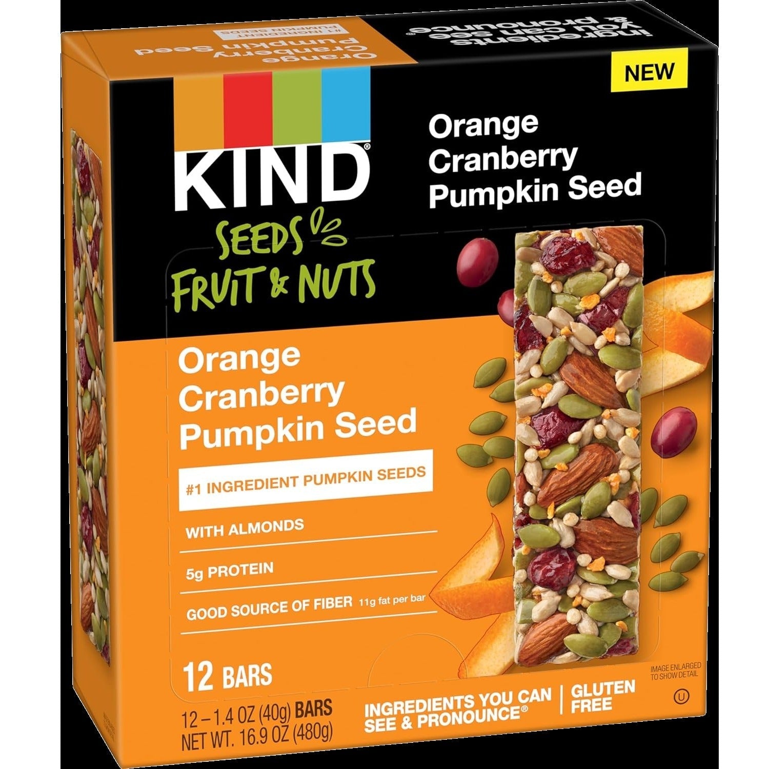 Orange Cranberry Pumpkin Seed Nut Bars (12 CT)