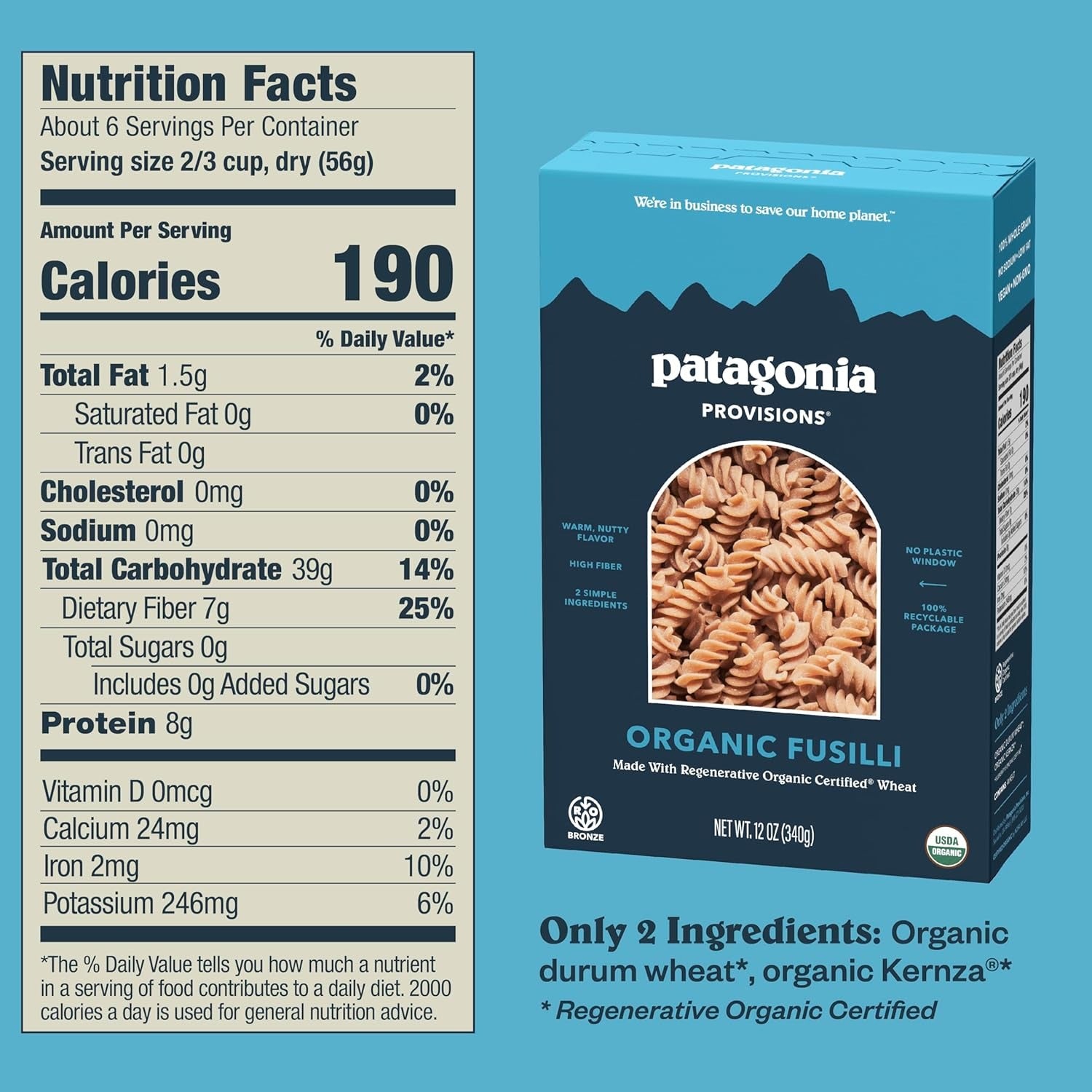 Regenerative Organic Certified Fusilli Pasta