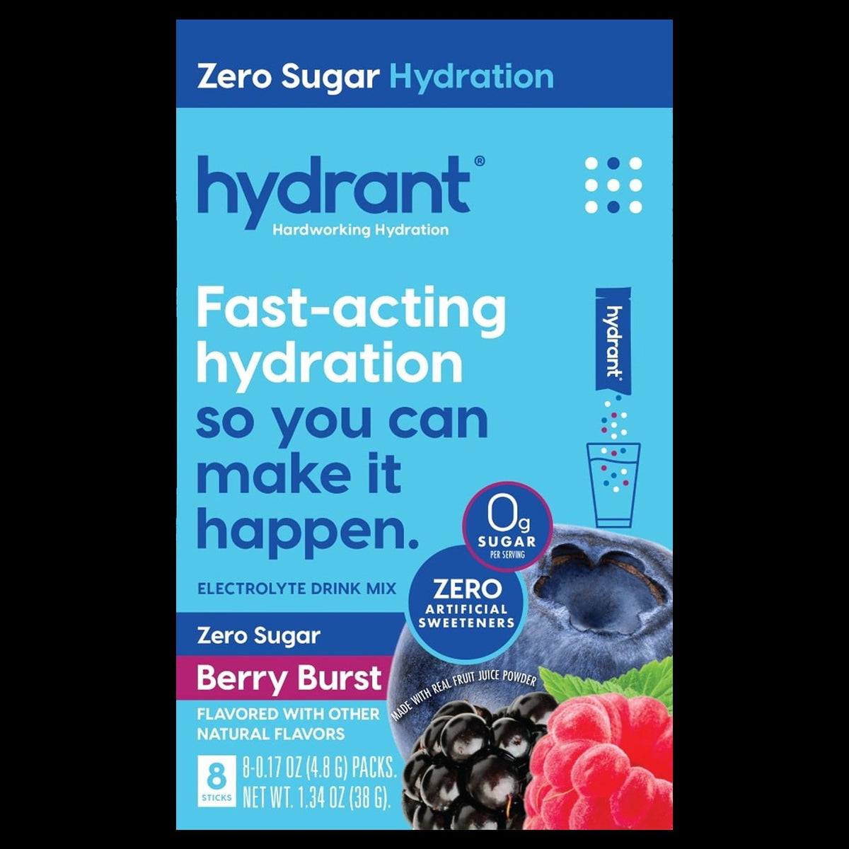 Berry Burst Electrolyte Hydration Drink Mix Zero Sugar (8 CT)