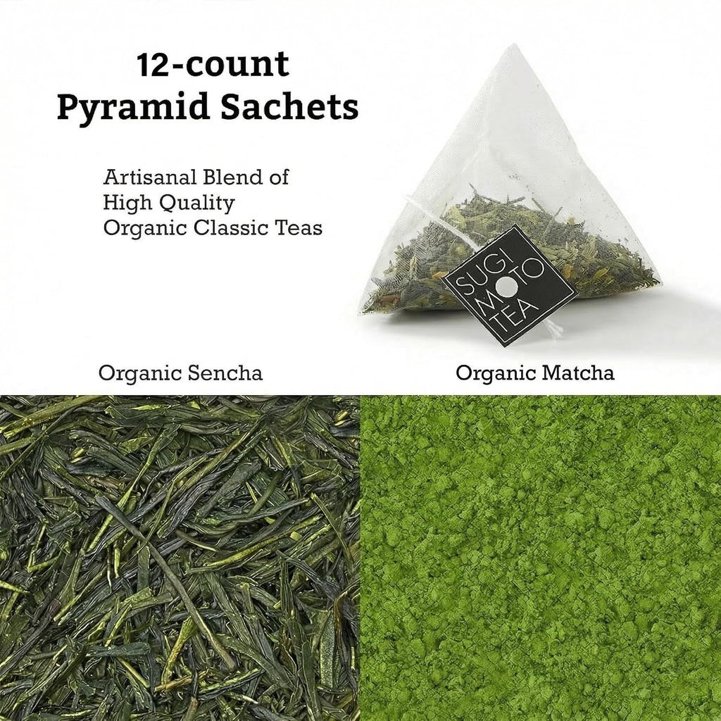 Japanese Organic Matcha Sencha Green Tea Bags (12 CT)
