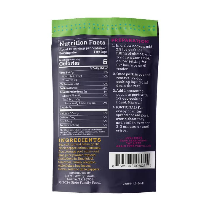 Gluten Free Pork Carnitas Taco Seasoning