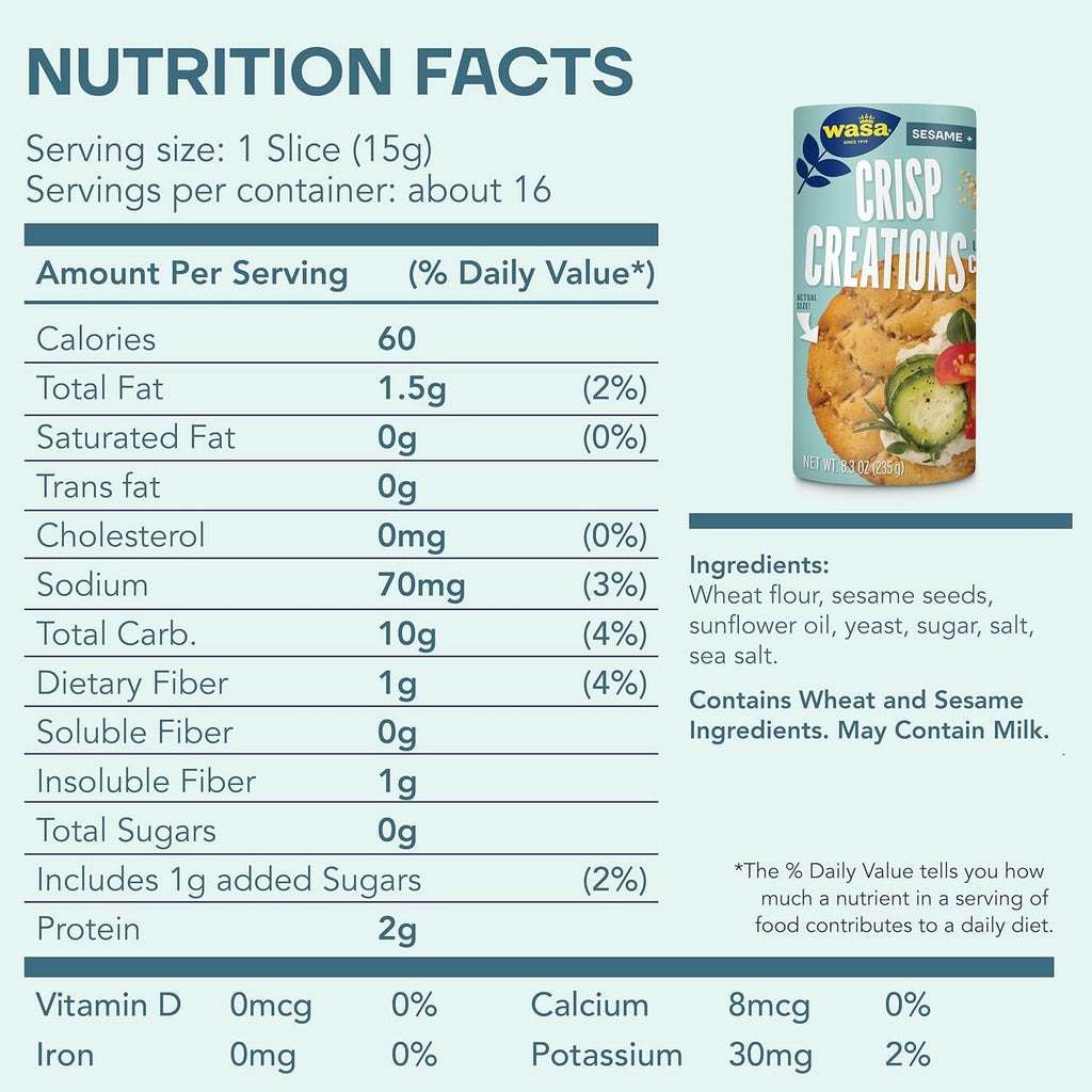 Crisp Creations Sesame + Sea Salt Large Crackers
