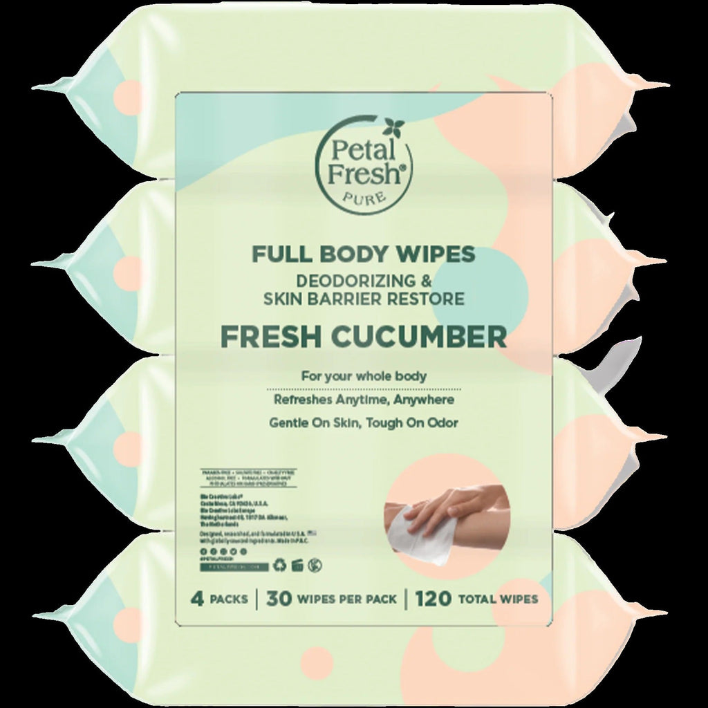 Fresh Cucumber Deodorizing & Restoring Full Body Wipes (4 Pack)