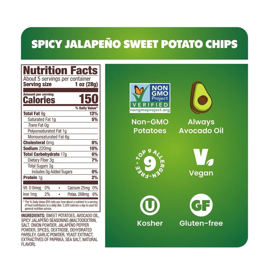 Avocado Oil Spicy Jalapeno Sweet Potato Chips