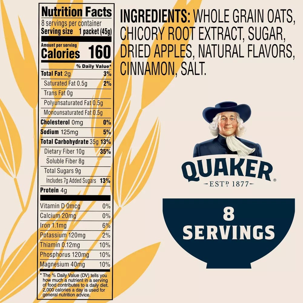Instant Oatmeal High Fiber - Apple & Cinnamon (8 CT)