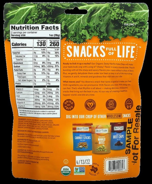 Organic Zesty Nacho Kale Chips
