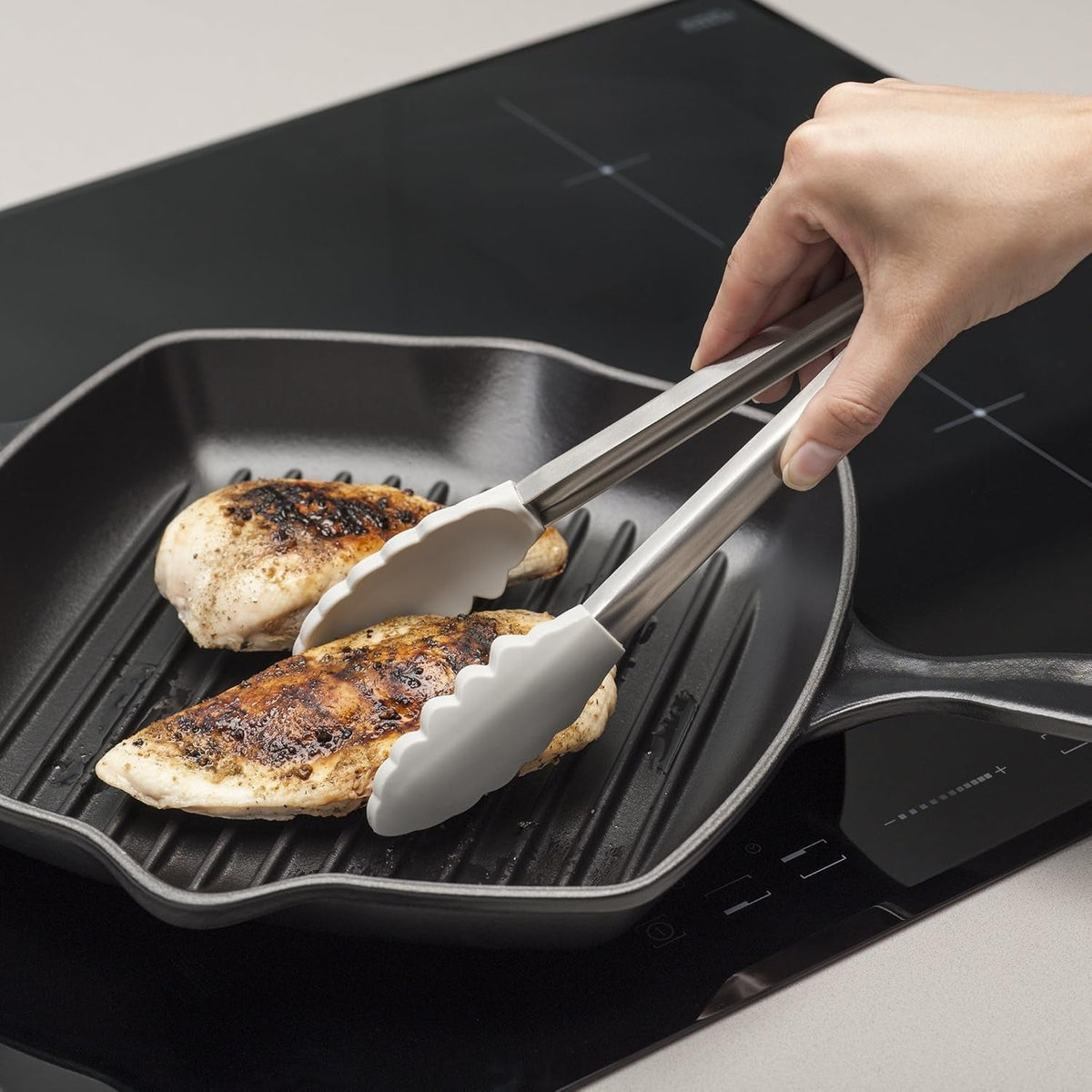 Silicone Cook's Tongs - Light Grey