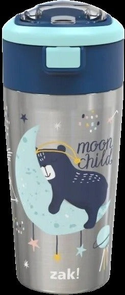 Double Wall Stainless Steel Straw Bottle - Moon Bear - 12oz