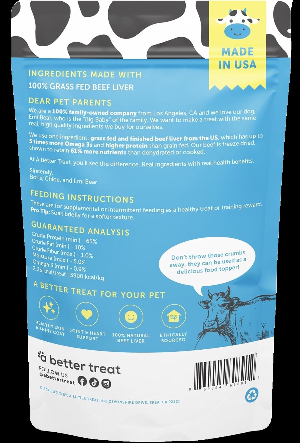 Grass Fed Beef Liver Dog & Cat Treats