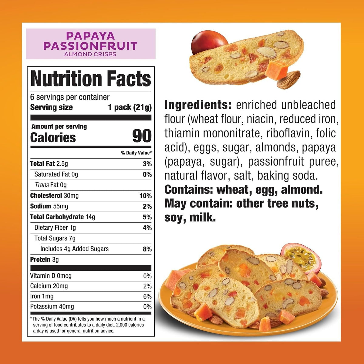 Papaya Passionfruit Almond Cookies (6 CT)
