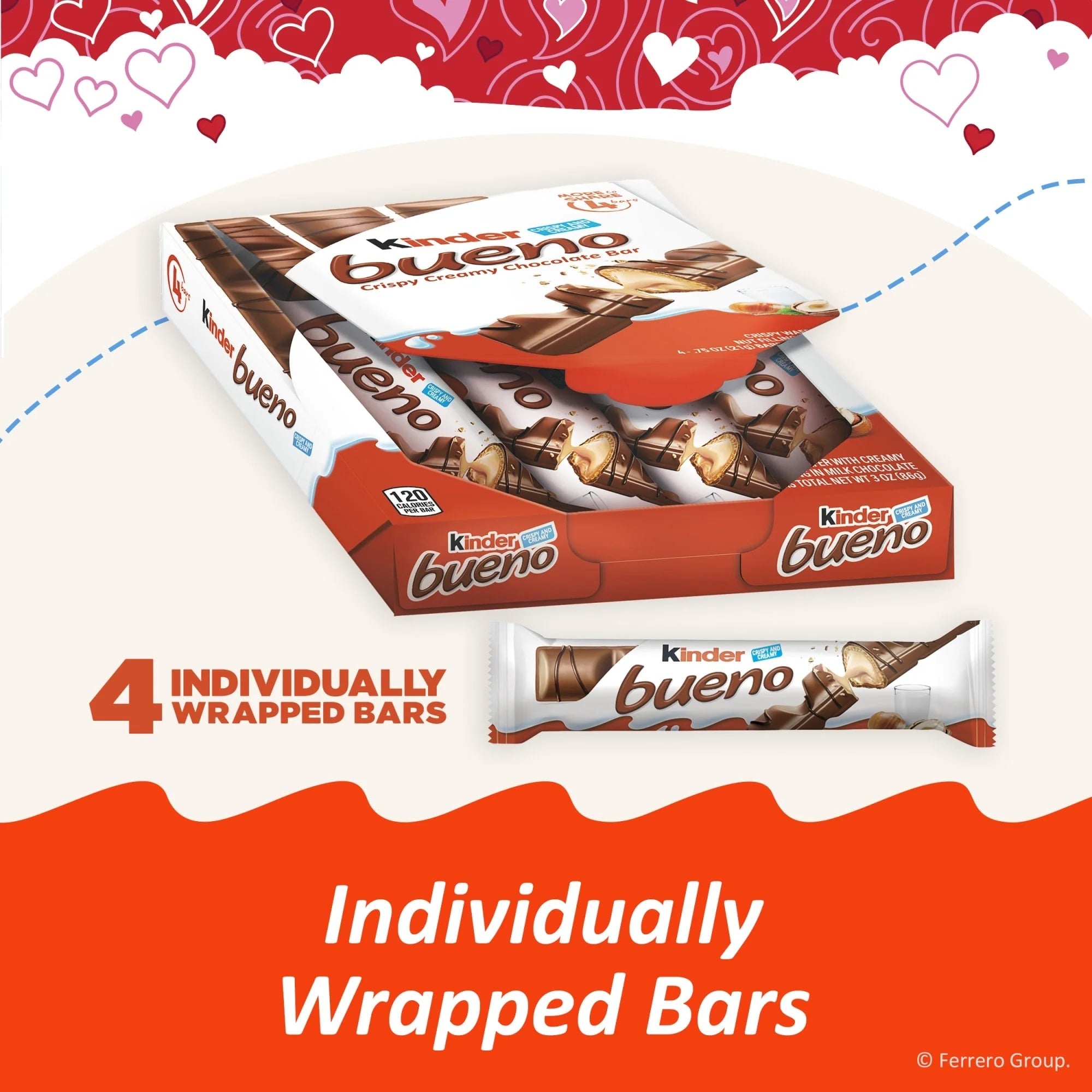 Bueno Crispy Creamy Chocolate Bars - Valentine's (4 CT)