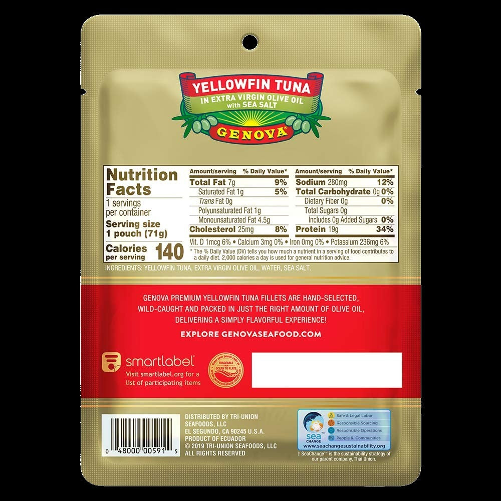 Genova Yellowfin Tuna in Olive Oil Pouch (12 pack)