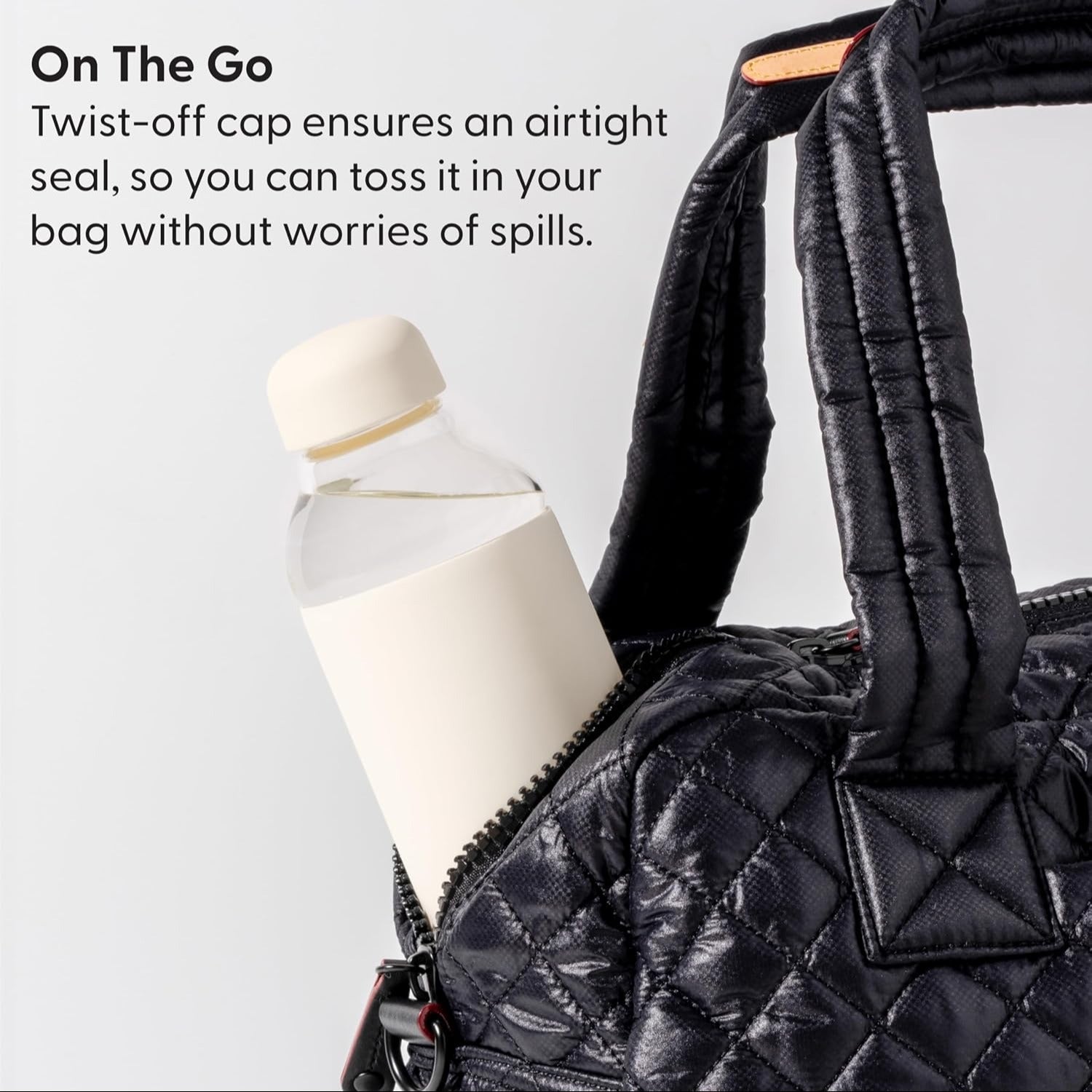 20oz Glass Water Bottle - Charcoal Terrazzo