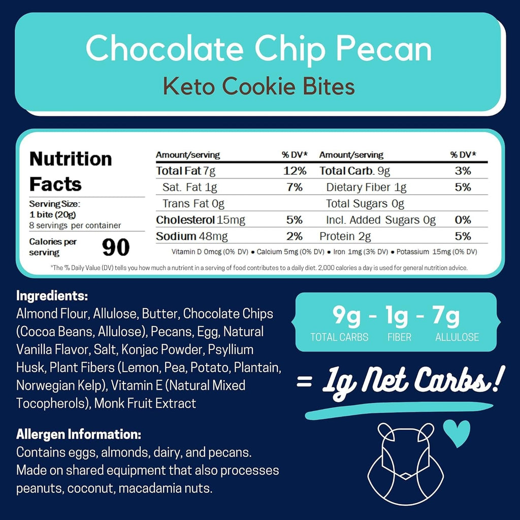 Keto Cookie Bites Chocolate Chip Pecan
