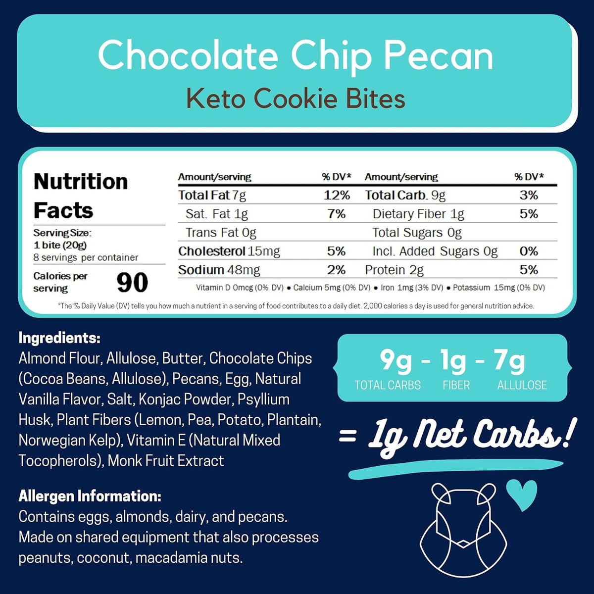 Keto Cookie Bites Chocolate Chip Pecan