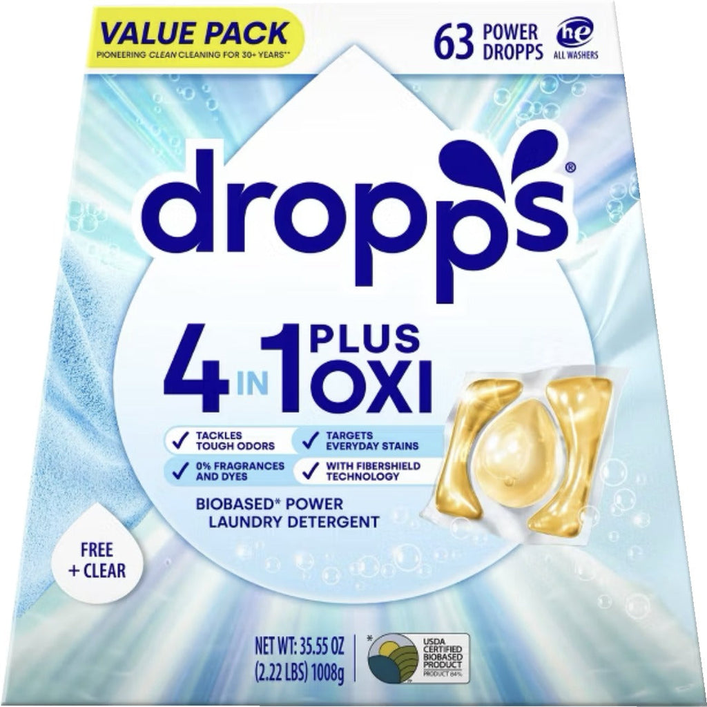 4-in-1 (Plus Oxi) Free & Clear Biobased Power Laundry Detergent Pods (63 CT)