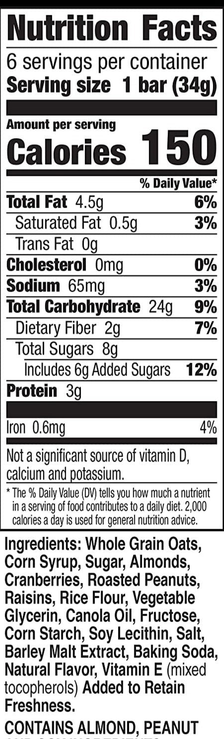 Fruit & Nut Trail Mix Granola Bar (12 CT)
