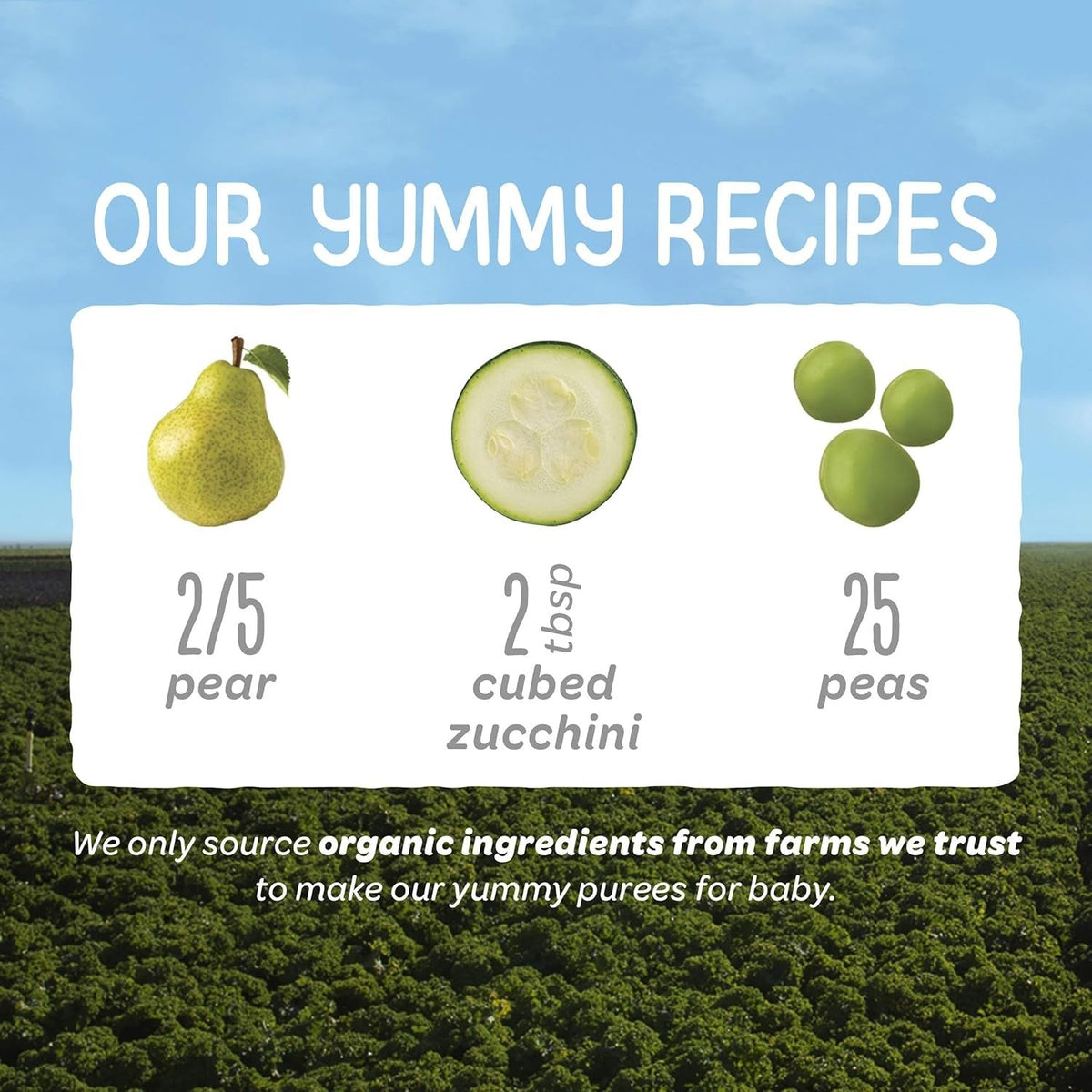 Pears, Zucchini & Peas - Stage 2 Baby Food (16 Pack)