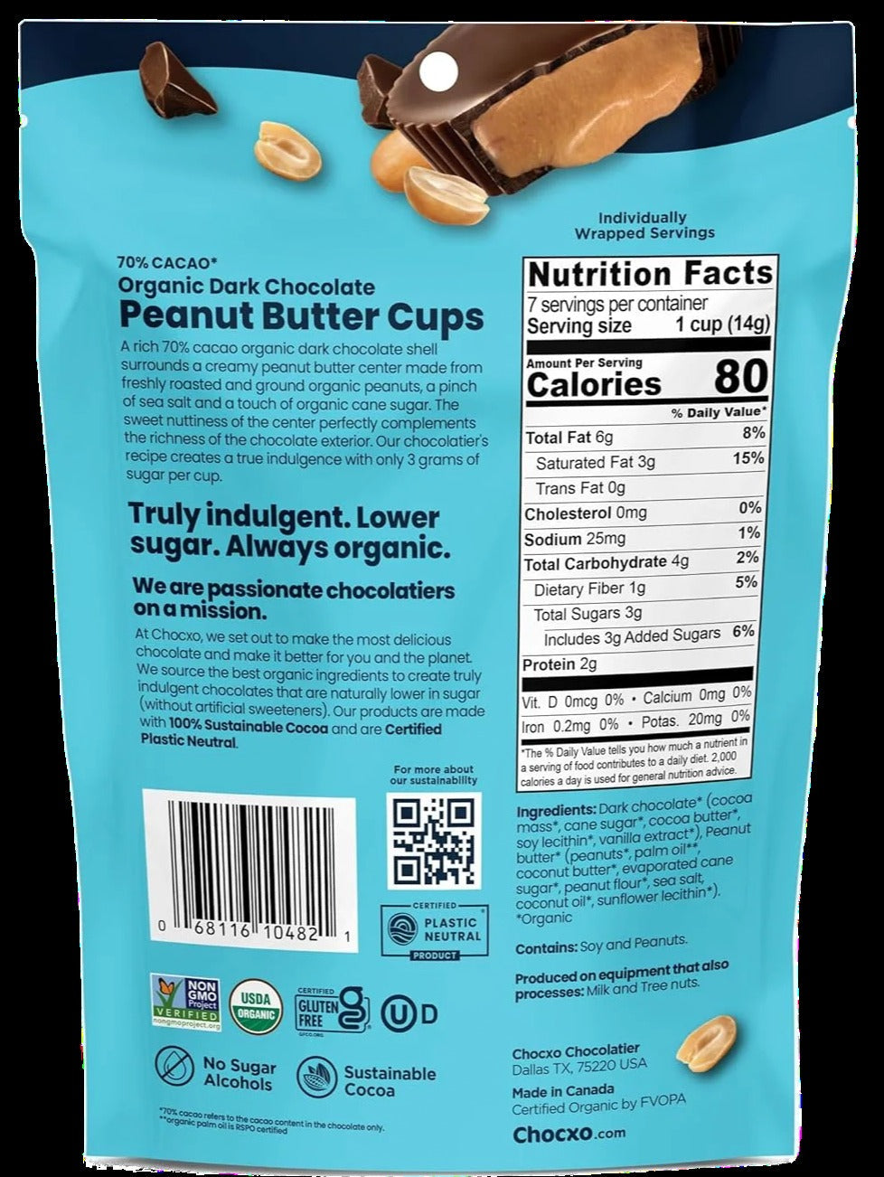 Organic Dark Chocolate Peanut Butter Cups