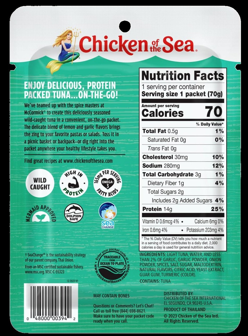 Wild Caught Light Tuna Lemon Garlic (12 Pack)