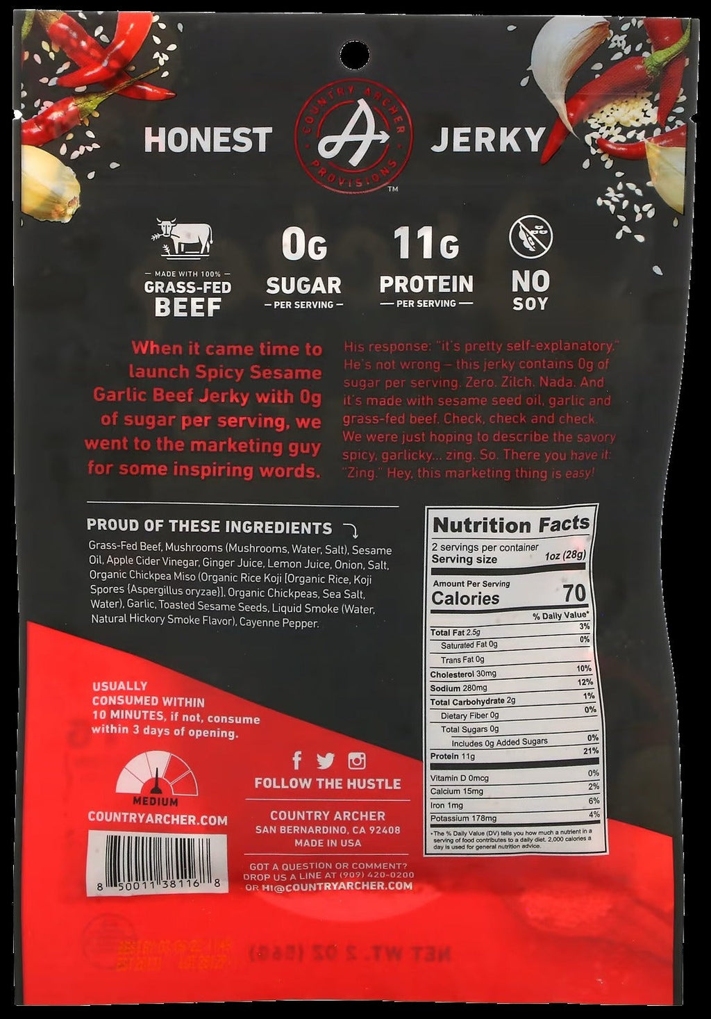 Spicy Sesame Garlic Beef Jerky