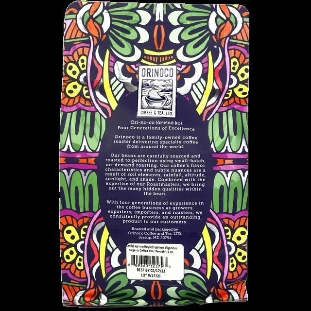 Organic Peru Whole Bean Medium Roast Coffee