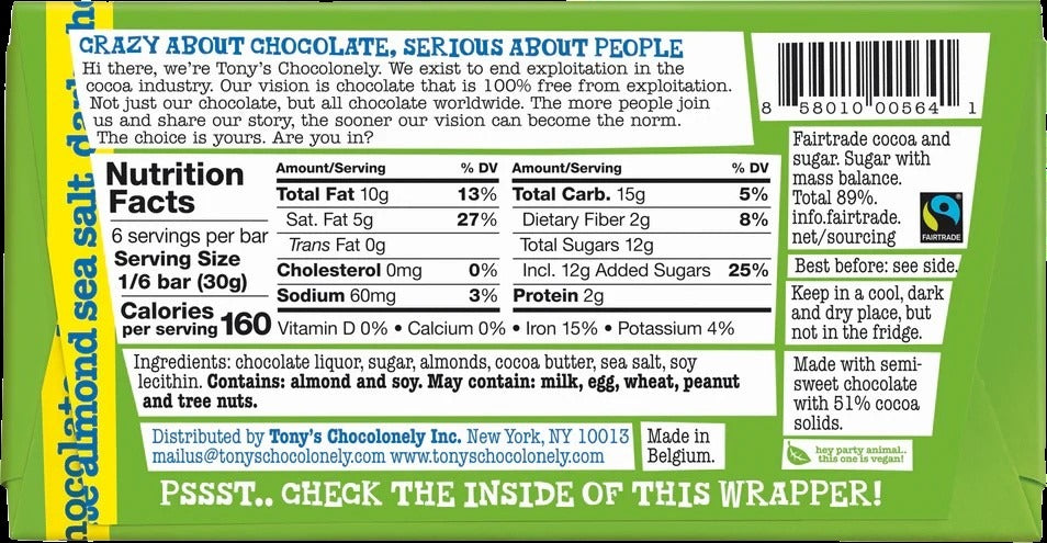 Almond Sea Salt Dark Chocolate Bar