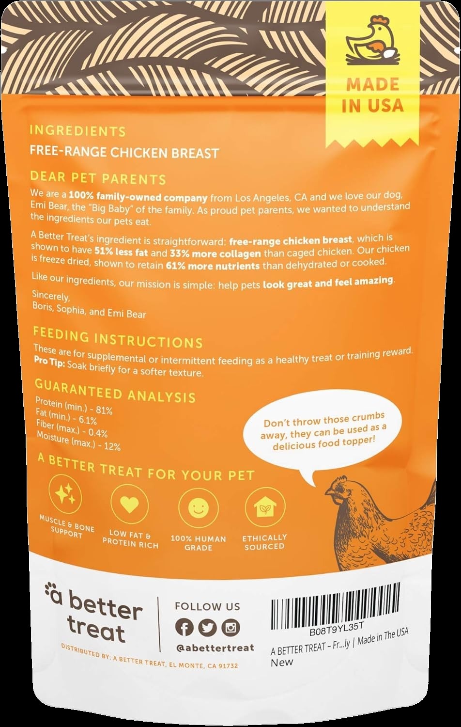 Freeze Dried Free Range Chicken Breast Dog and Cat Treats