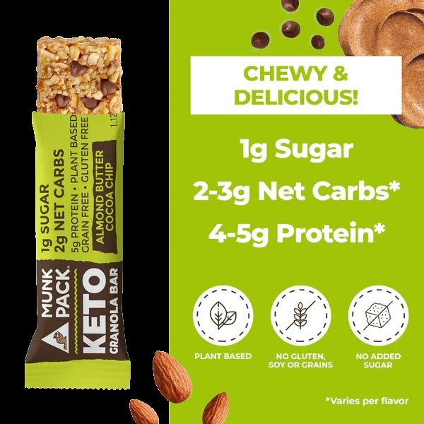 Keto Almond Butter Cocoa Chip Granola Bar (12 Pack)