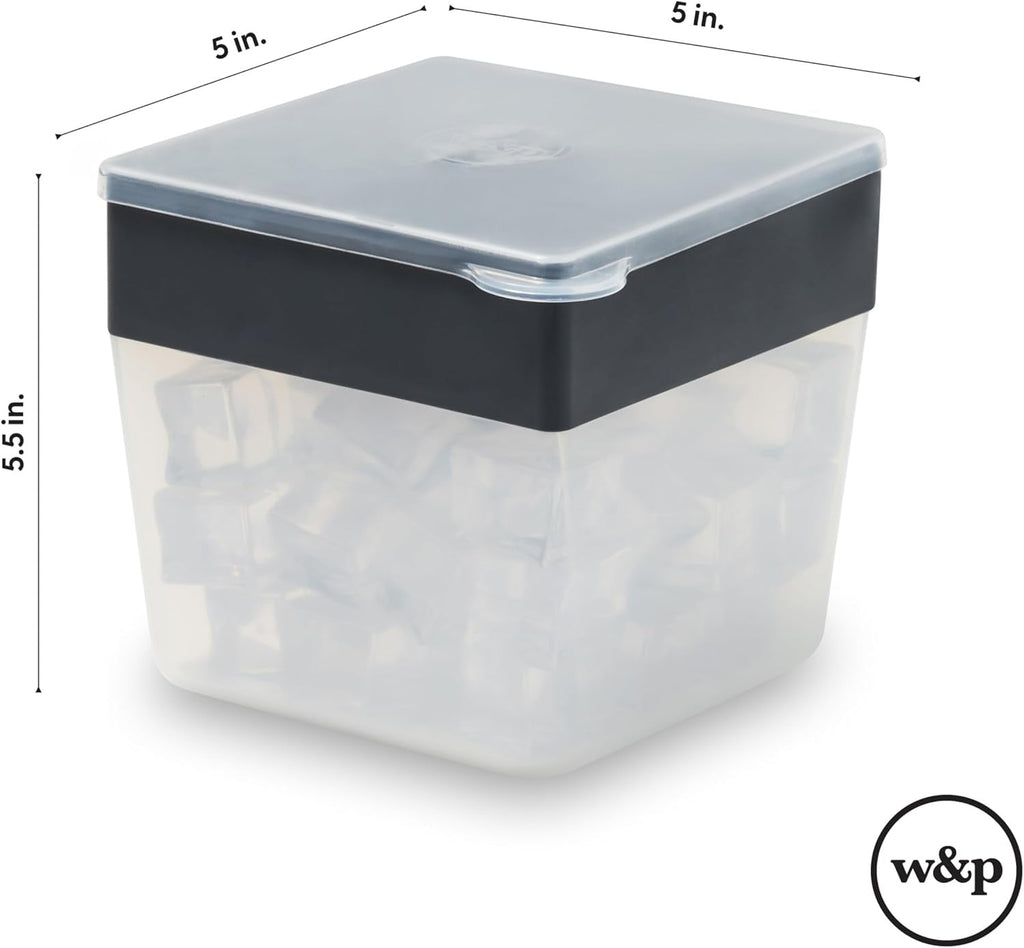 Mini Ice Box Silicone Ice Cube Tray with Lid & Bin - Charcoal