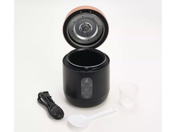 1.5-Cup Mini Rice Cooker With Measuring Cup & Spoon - Black