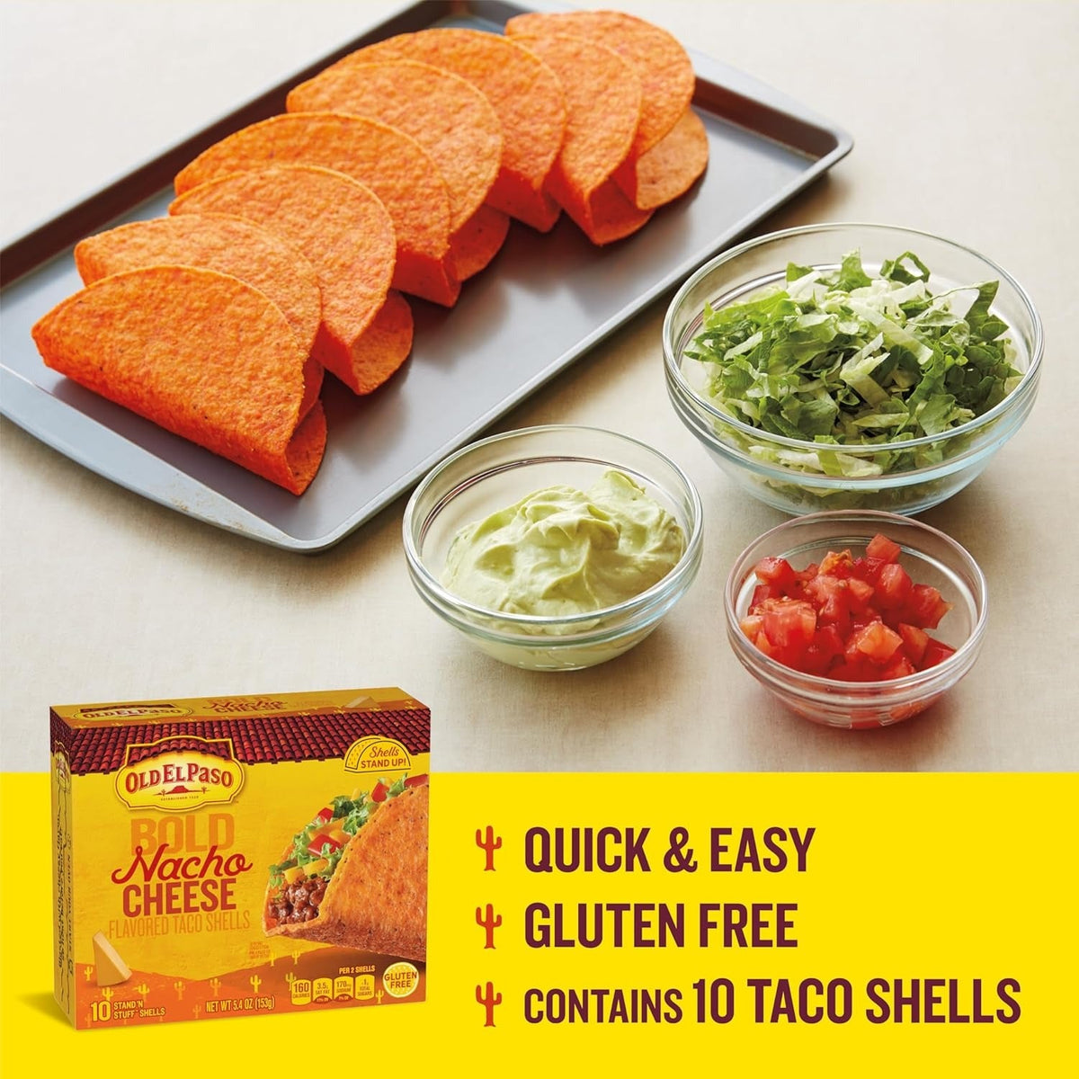 Stand 'N Stuff Taco Shells - Bold Nacho Cheese (10 CT)