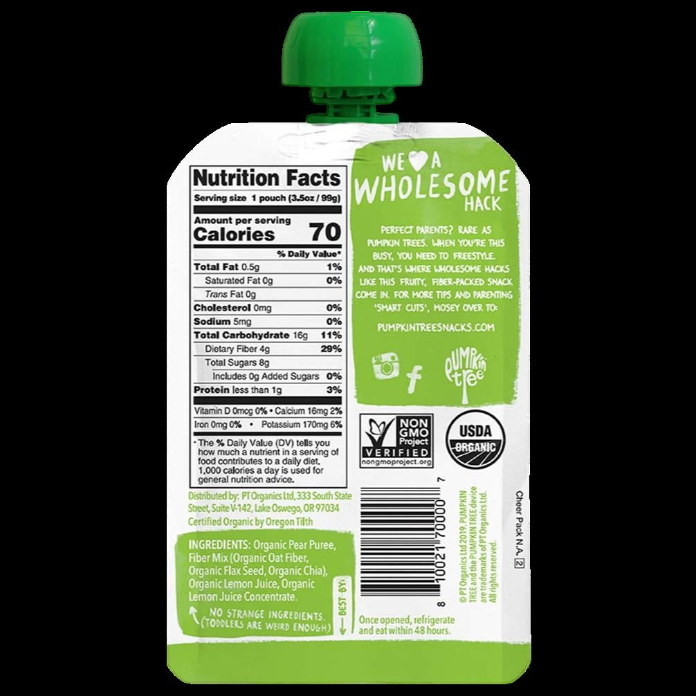 Organic Pear Purée with Oat Fiber & Seeds + a Squeeze of Lemon (10 Pack)