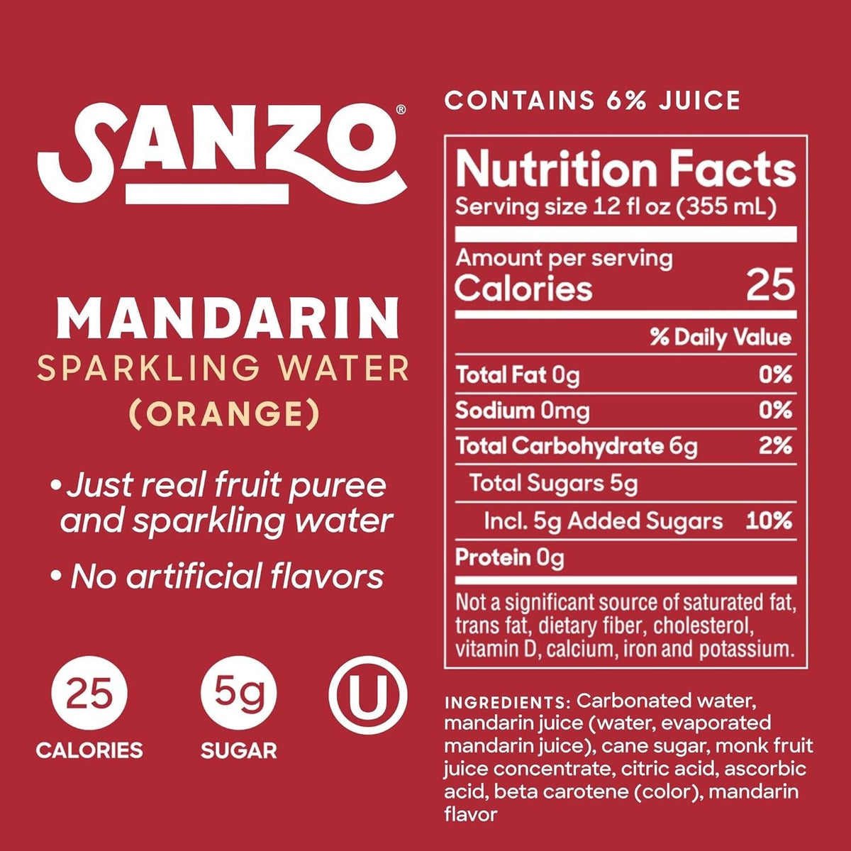 Mandarin Sparkling Water (12 Pack)
