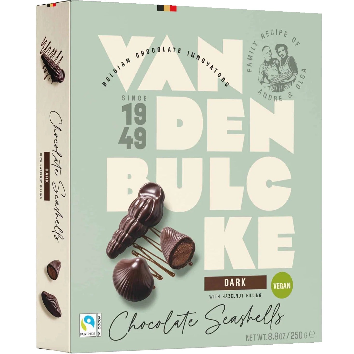 Vegan Belgian Dark Chocolate Seashells With Hazelnut Praline Filling