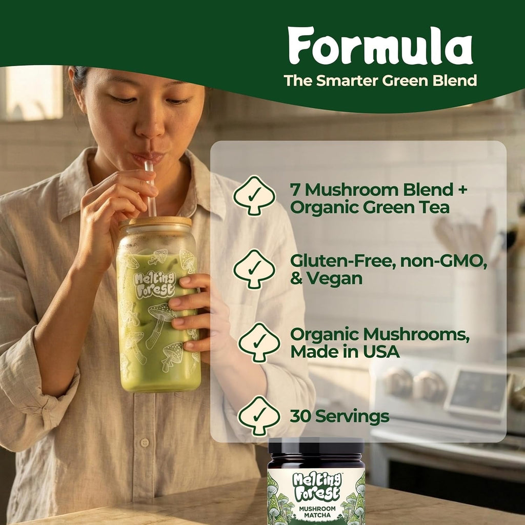 Functional Matcha with 7 Mushrooms, L-Theanine & Ashwagandha
