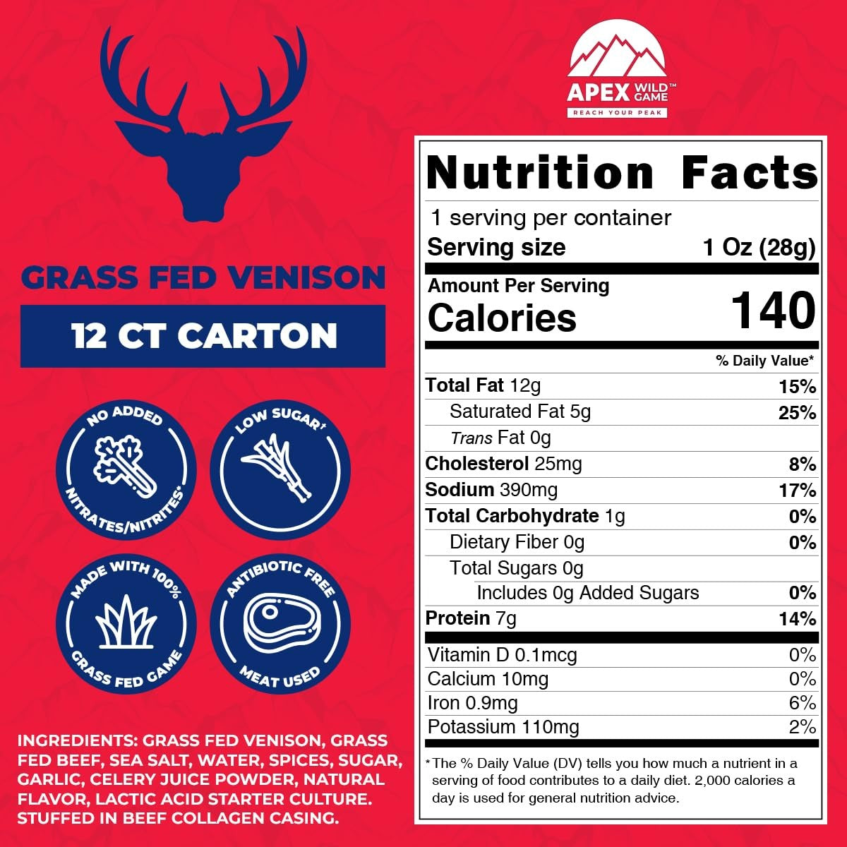Bison and Venison Beef Sticks (12 Pack)