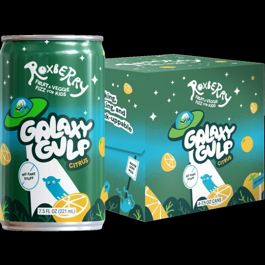 Fruit & Veggie Fizz for Kids - Galaxy Gulp Orange Citrus (4 Pack)