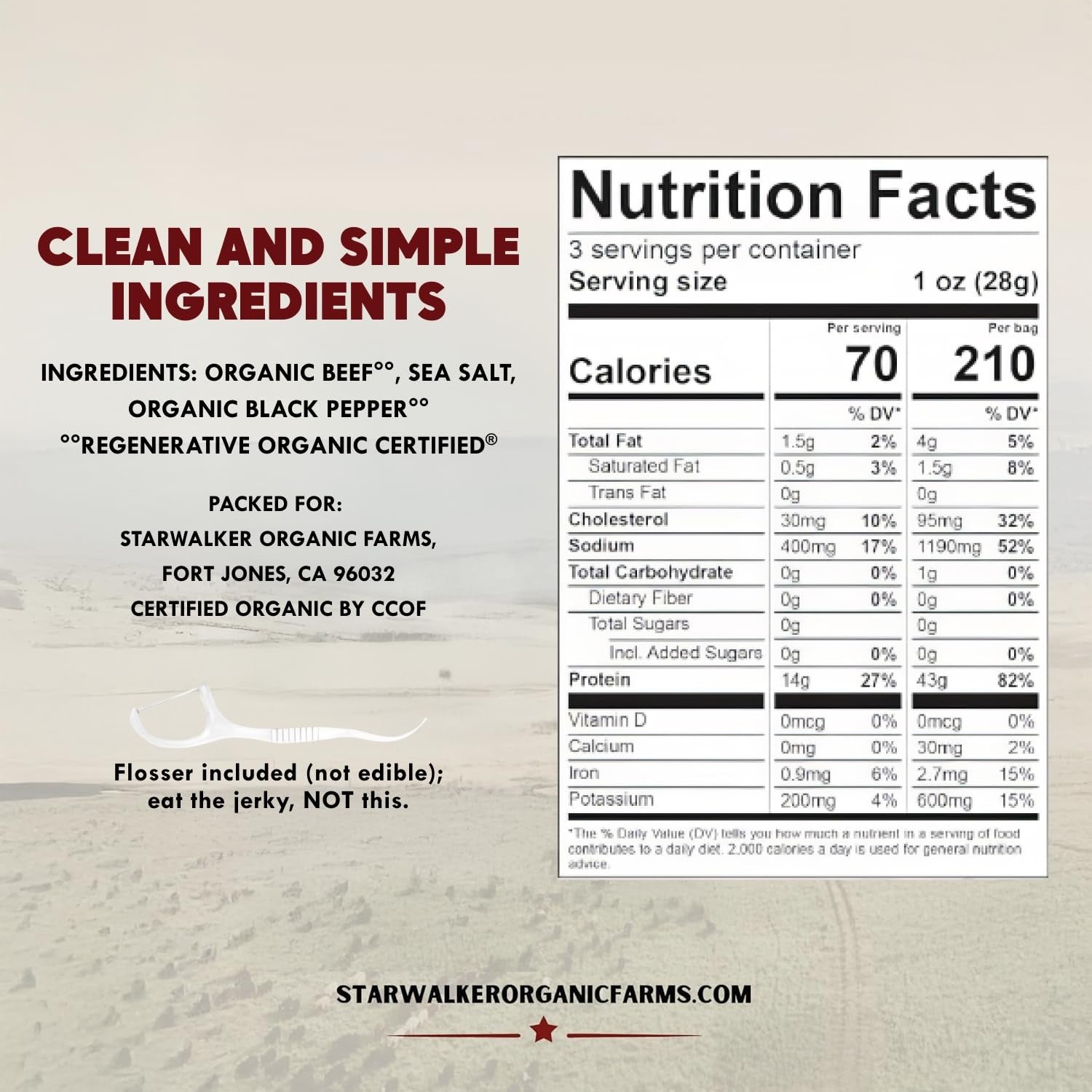 Organic Simply Salt And Pepper Beef Jerky