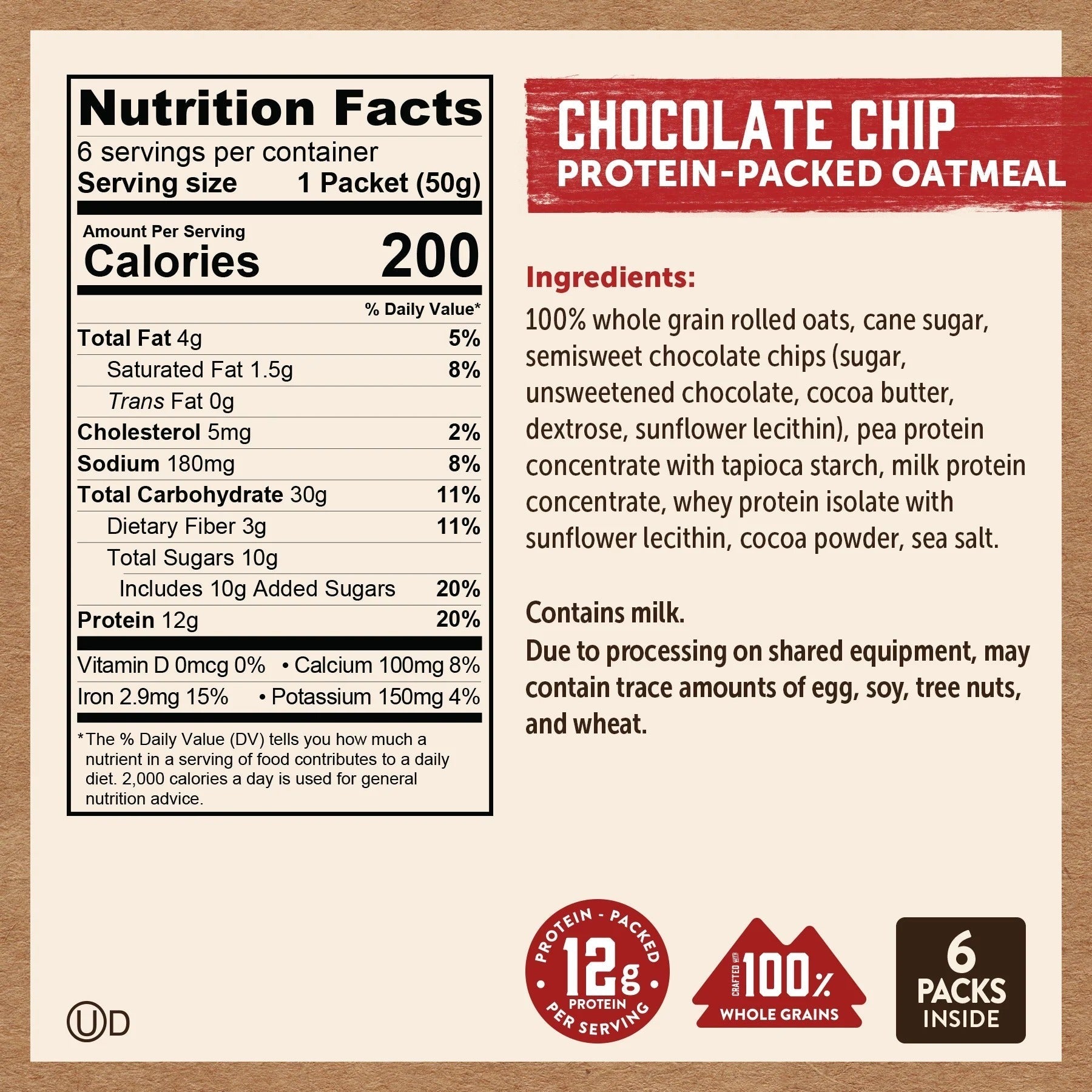 Chocolate Chip Protein-Packed Oatmeal (6 CT)