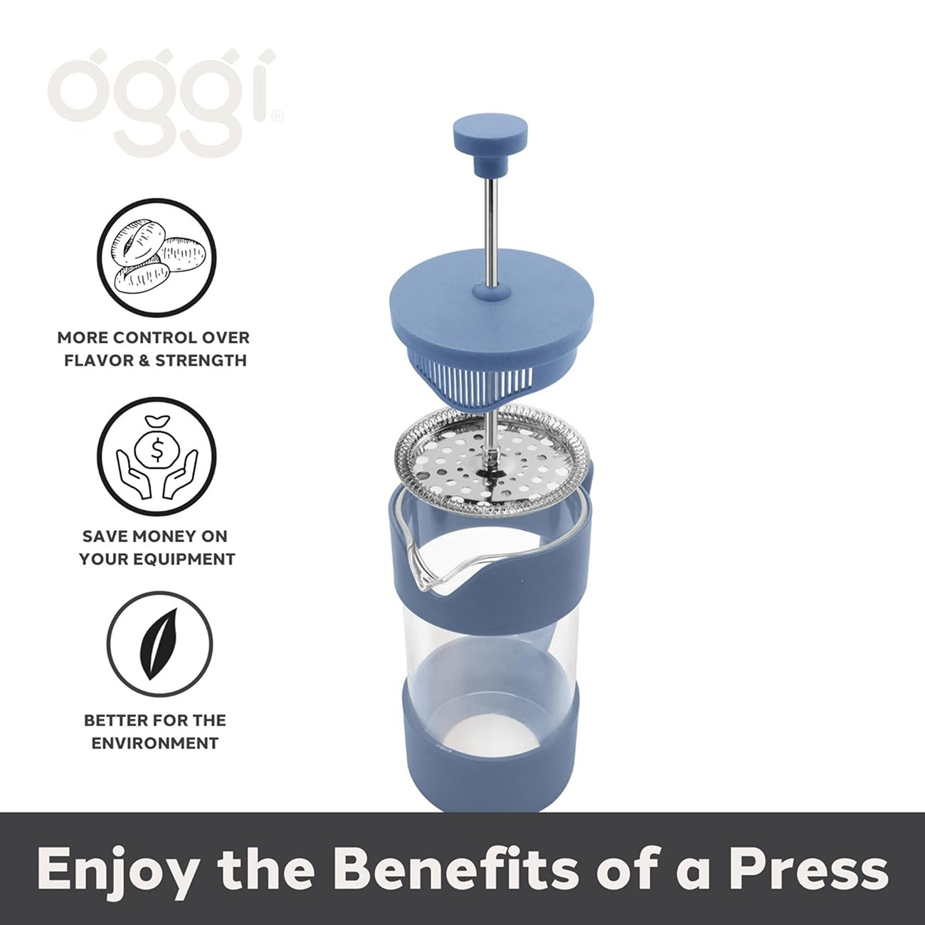 20oz 5 Cup French Press - Blue