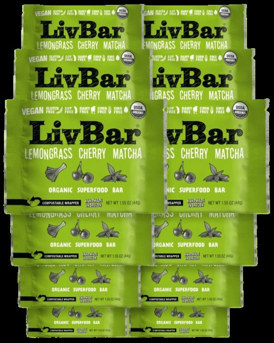Lemongrass Cherry Matcha Organic Superfood Energy Bar (12 Pack)