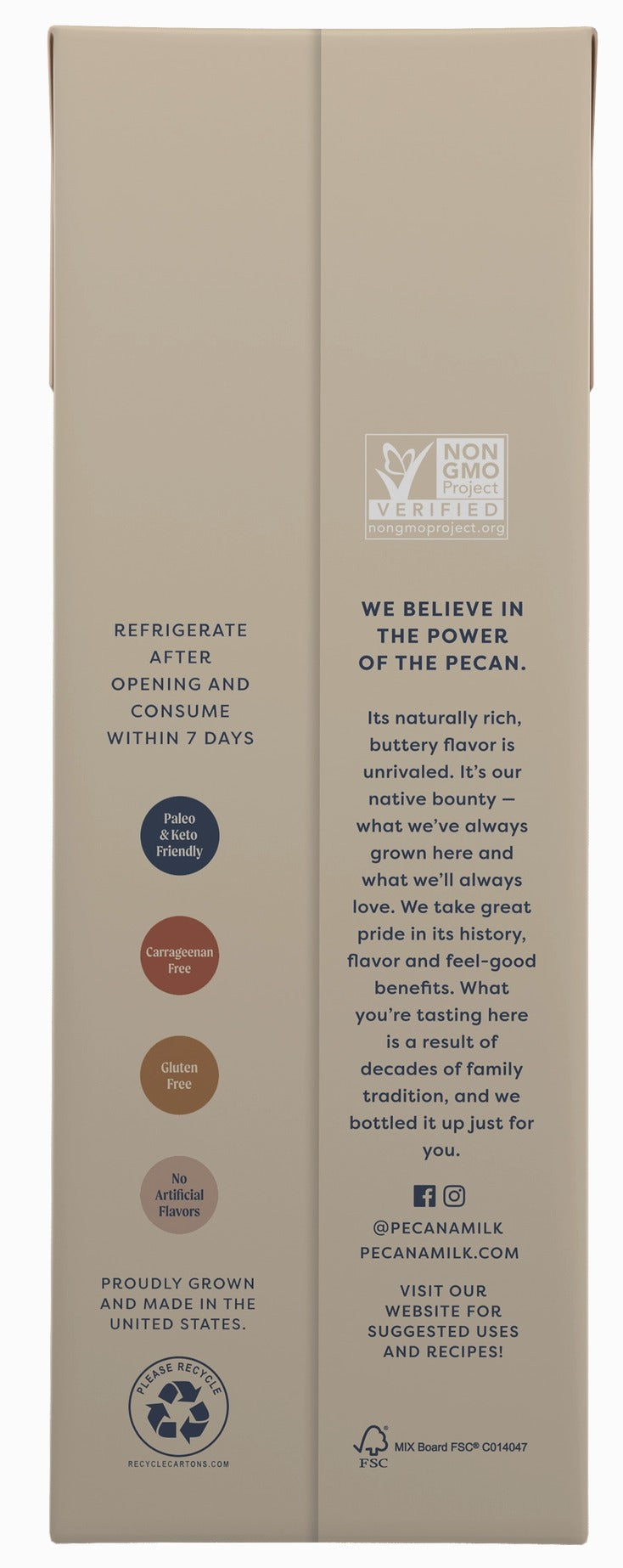 Unsweetened Vanilla Pecan Milk