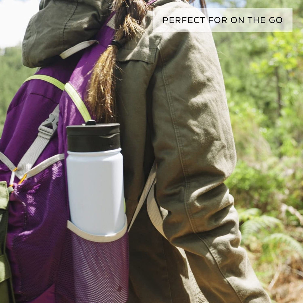 Vacuum Insulated Water Bottle with Flip Lid & Sport Straw Lid - 22 oz - Grey/Black