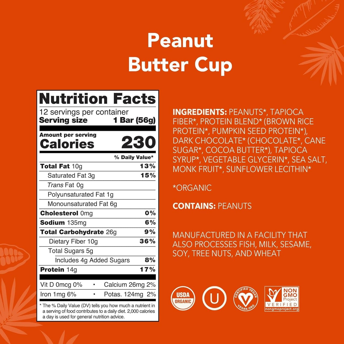 Organic Peanut Butter Chocolate Chip Protein Bars (12 CT)