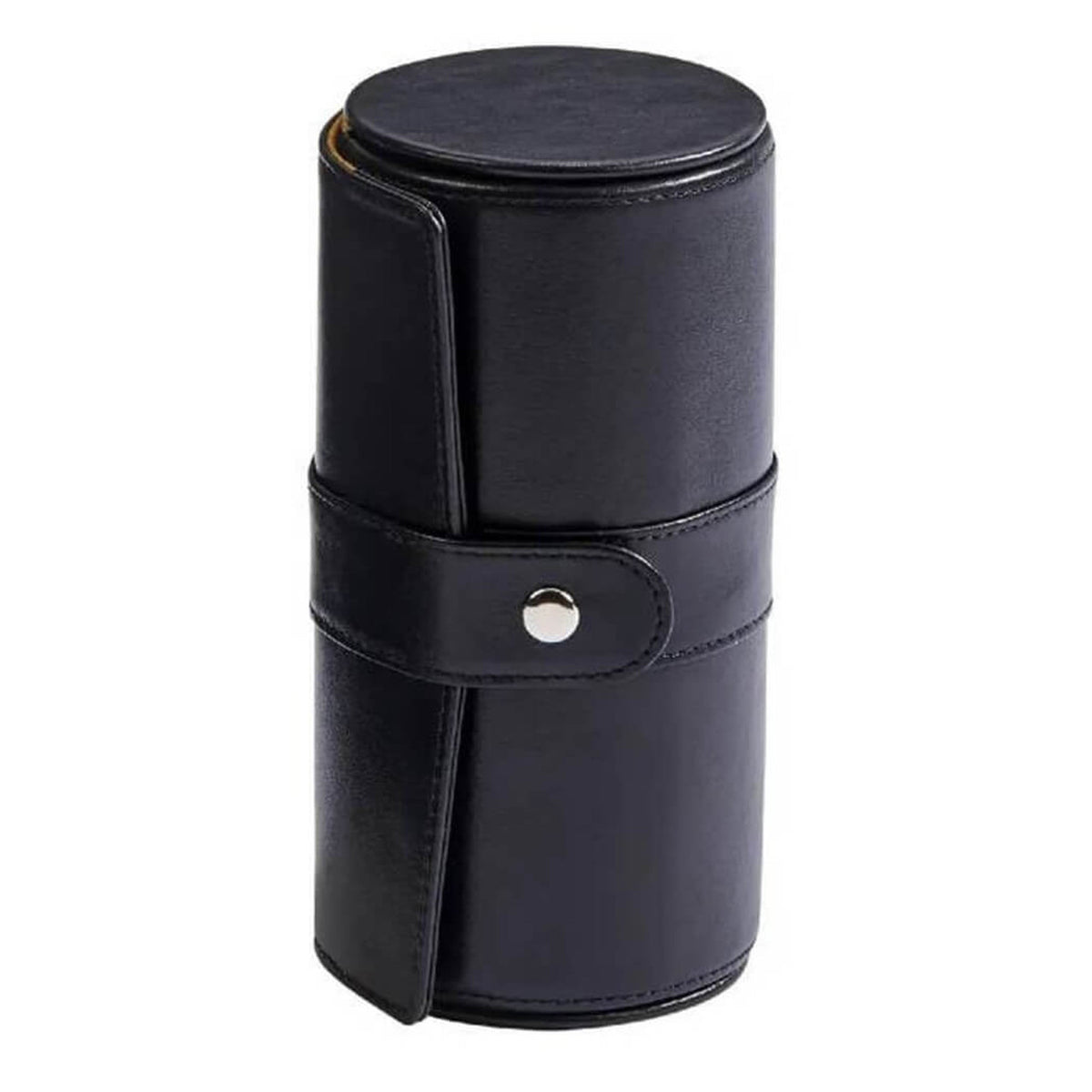Black Leather Round Jewelry Case