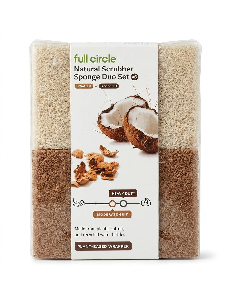 Natural Scrubber Sponge Duo Set (6 Pack)