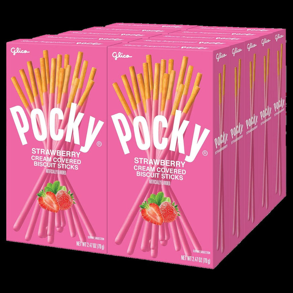 Pocky Strawberry Cream Covered Biscuit Sticks (10 CT)