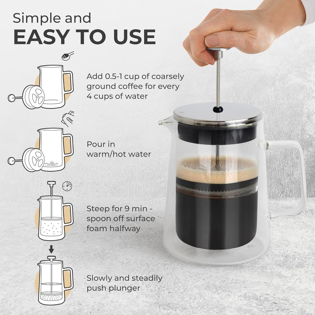 French Press made from Borosilicate Glass